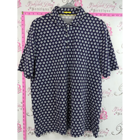 Ted Baker London Other - Ted Baker London Navy Polo with White & yellow Dot Motif button up